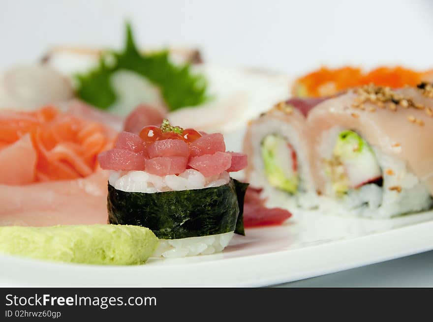 Japanase cusine, flat with sushi