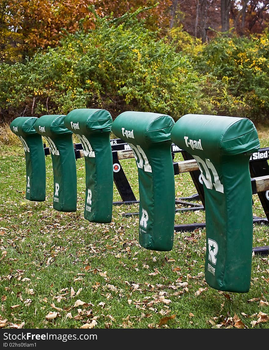 Football Practice Tackling Pads in Fall