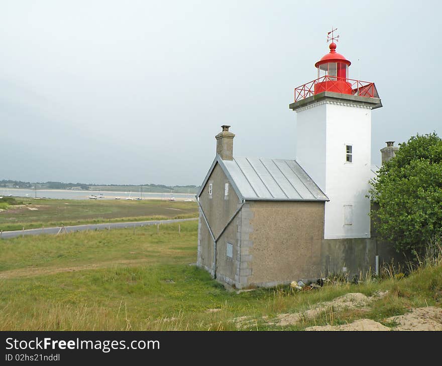 Pointe d'Argon Lighthouse on the coast of France in Normandy