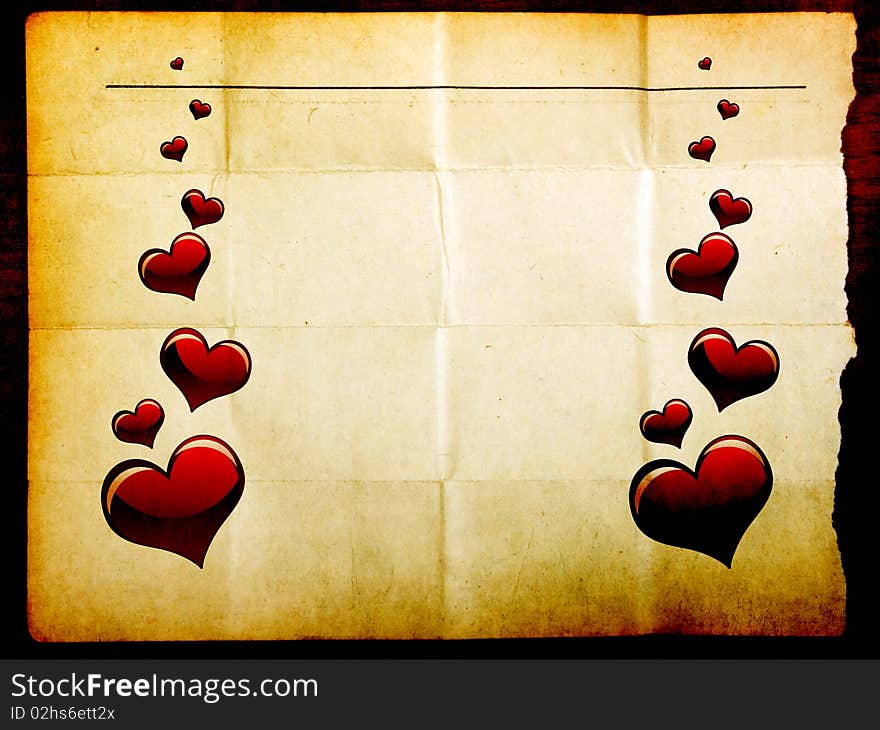 Various size heart shapes on paper background. Various size heart shapes on paper background