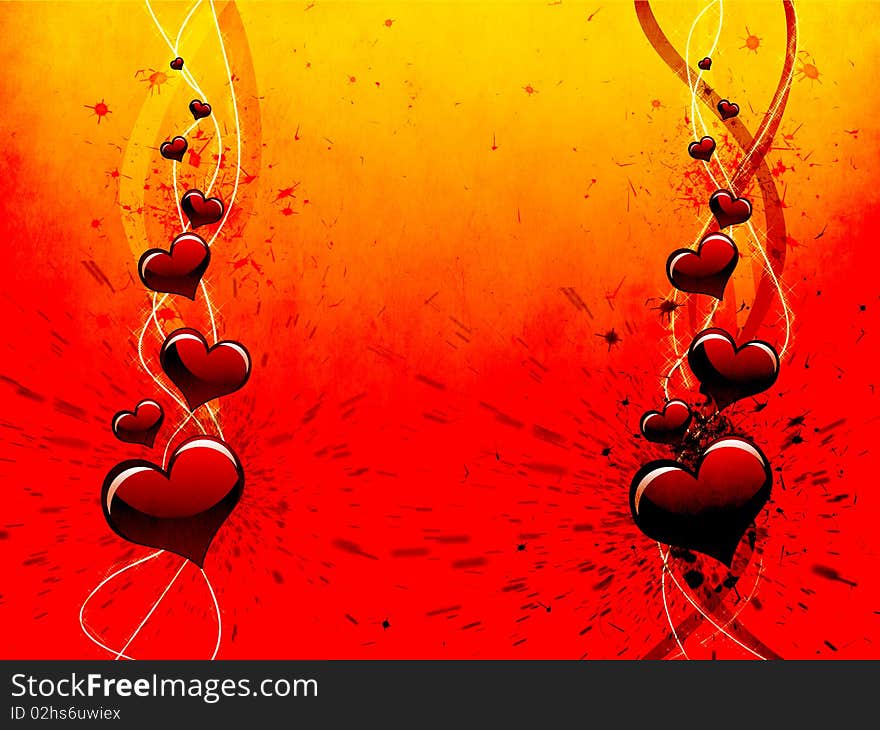 Various size heart shapes on grunge background. Various size heart shapes on grunge background