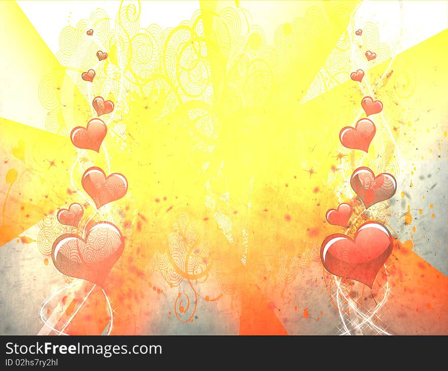 Various size heart shapes on grunge background. Various size heart shapes on grunge background