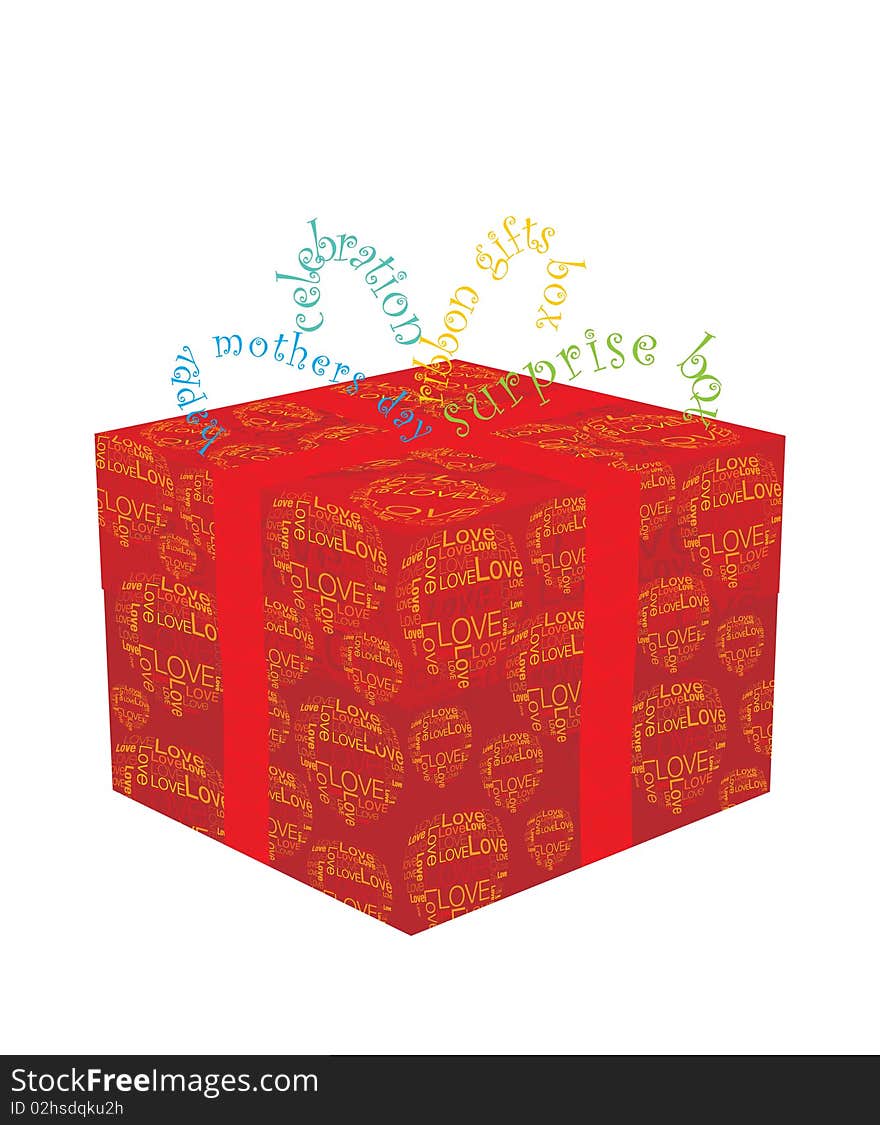 Typographic gift box and colors. Typographic gift box and colors