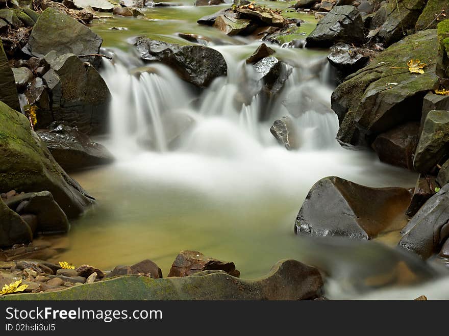 Mountain stream in the Polish Beskydy. Mountain stream in the Polish Beskydy