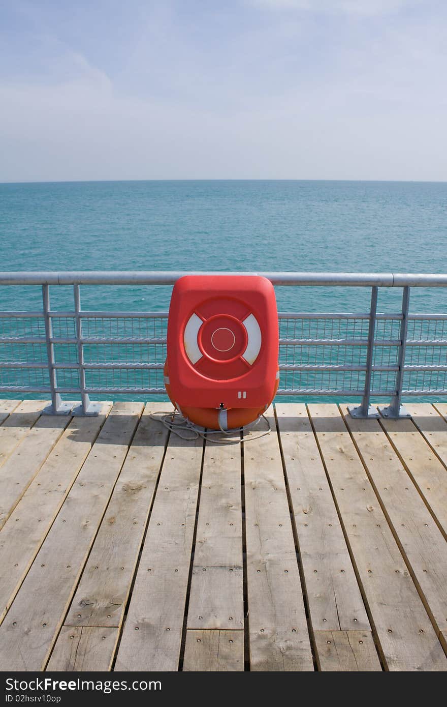 Lifebuoy near the deep sea