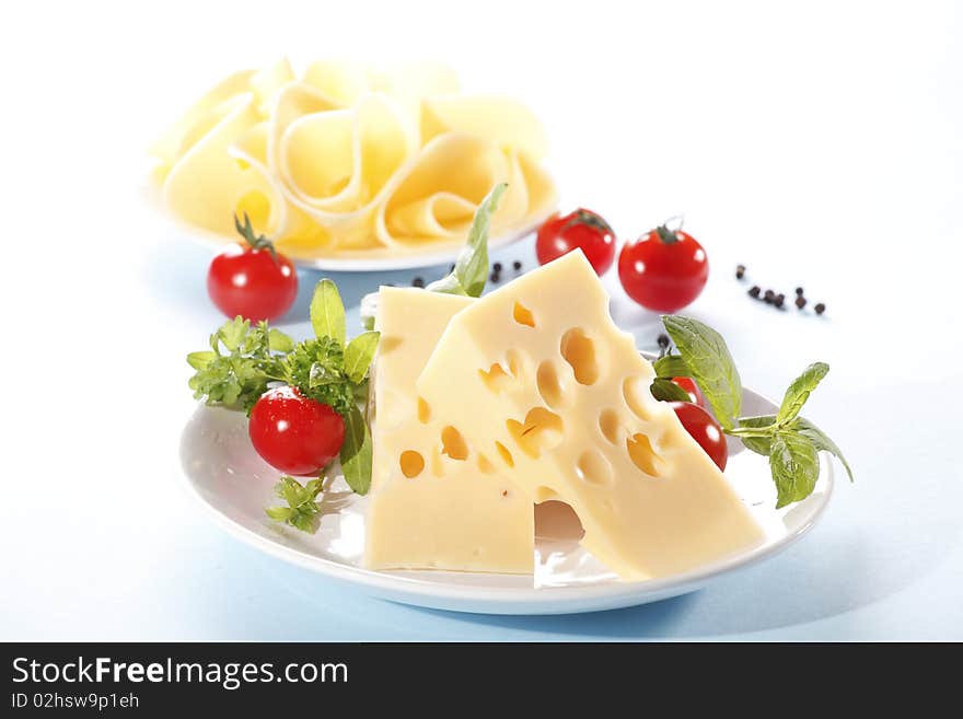 Two pieces of tasty cheese