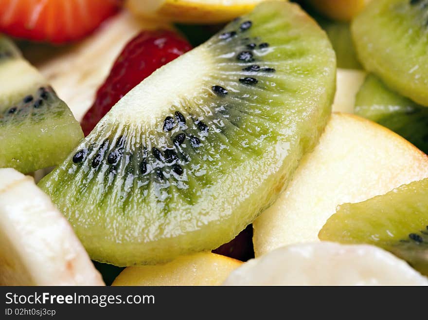 Delicious fresh fruit salad, closeup