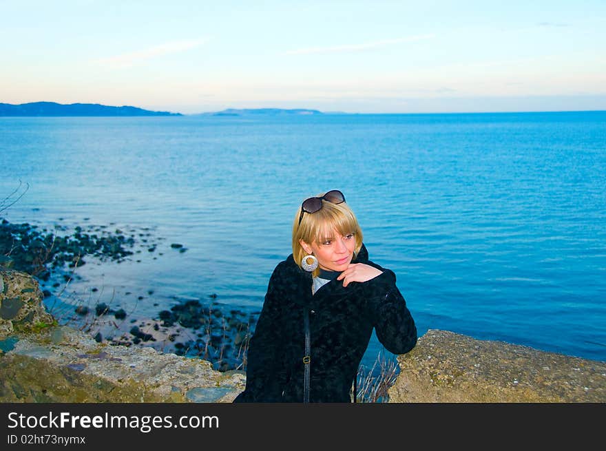 Young woman looking left side