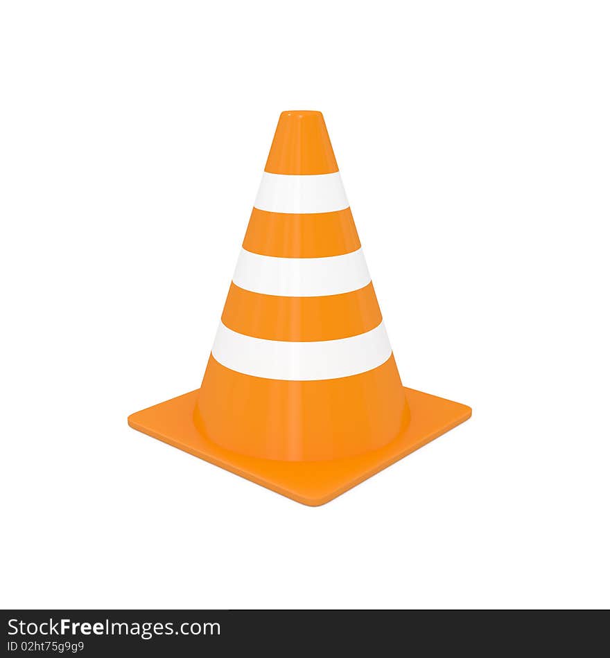 Traffic cone isolated on white - 3d illustration