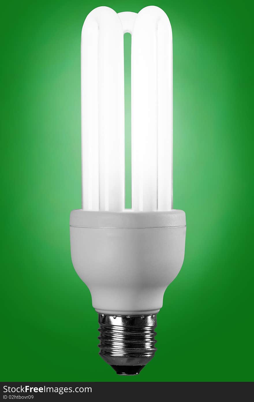 Fluorescence lamp of isolated on a green background