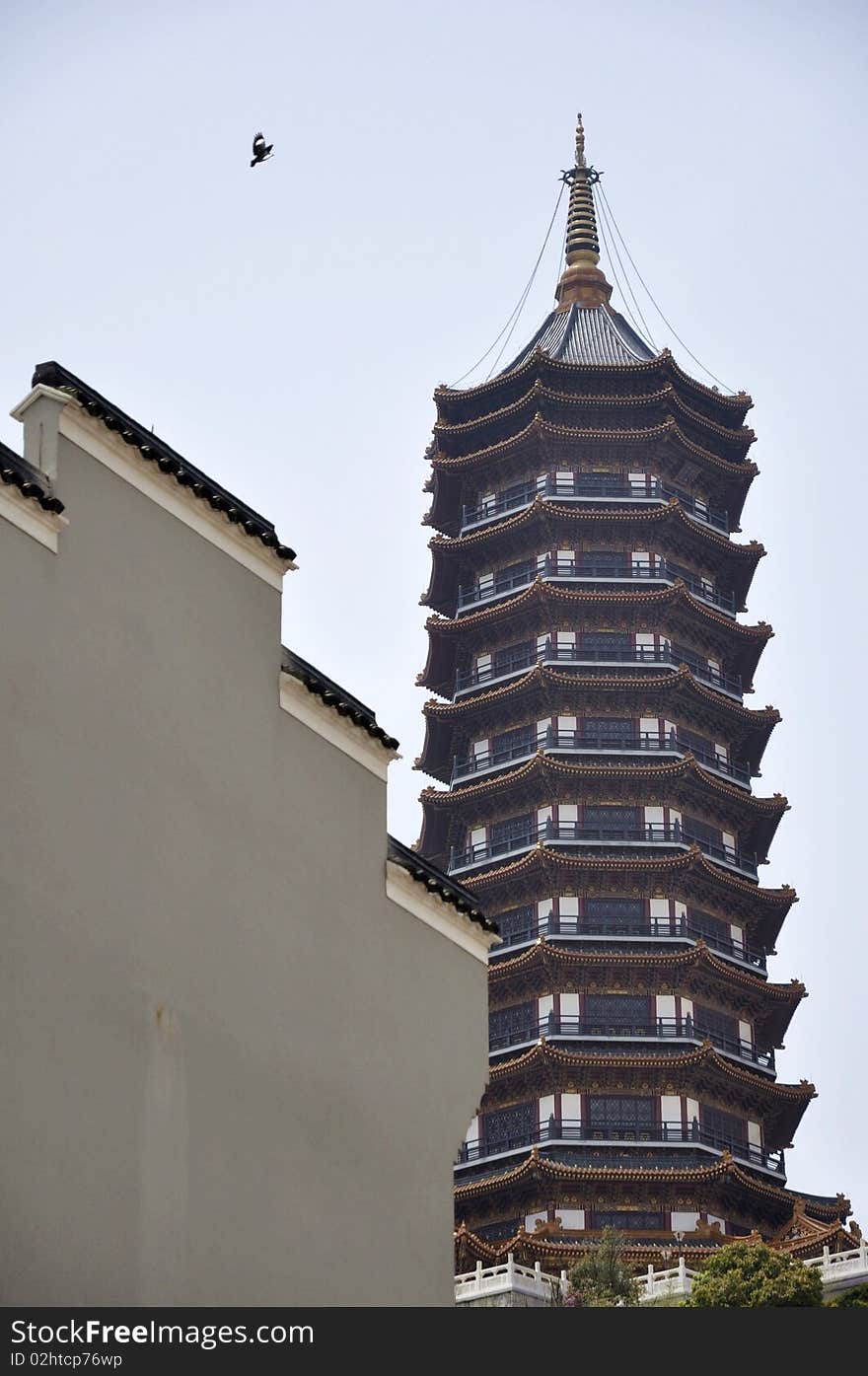 Chinese tower in Putuo moutain.