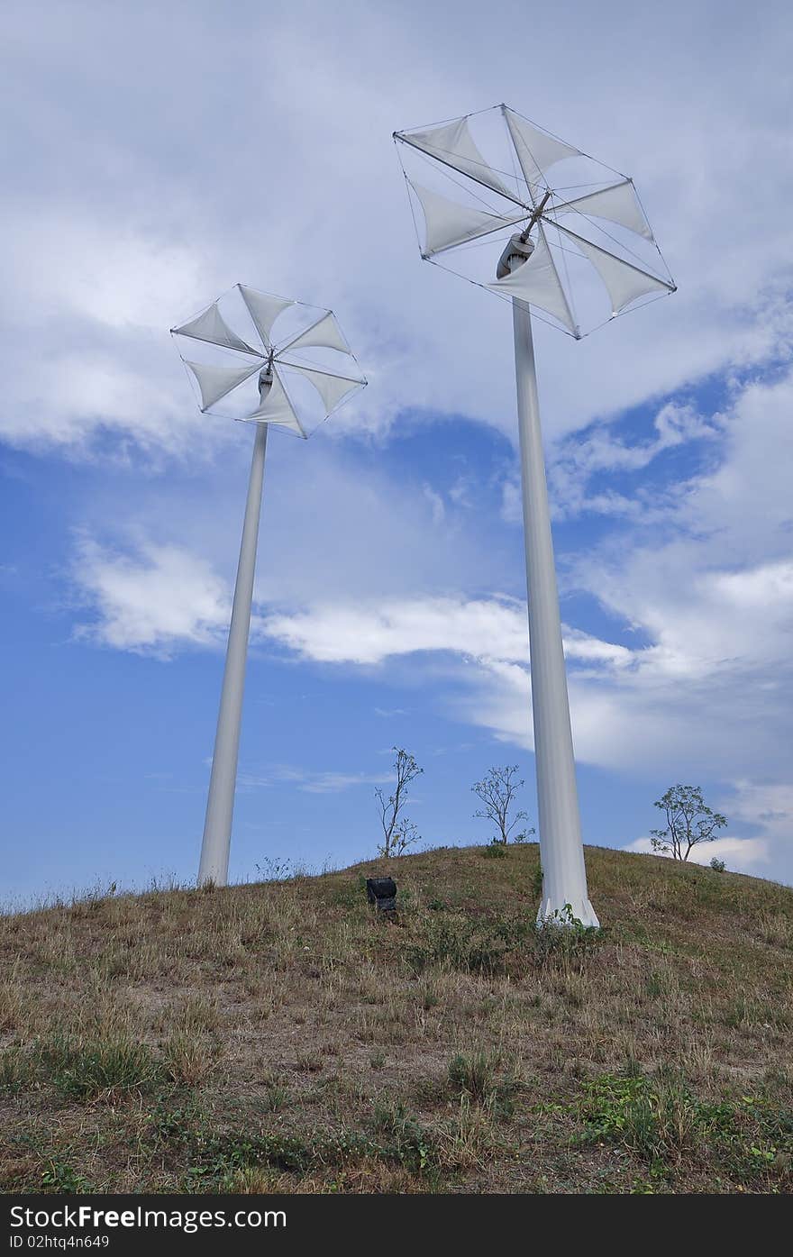 This picture is wind mill on the hill in  Thailand