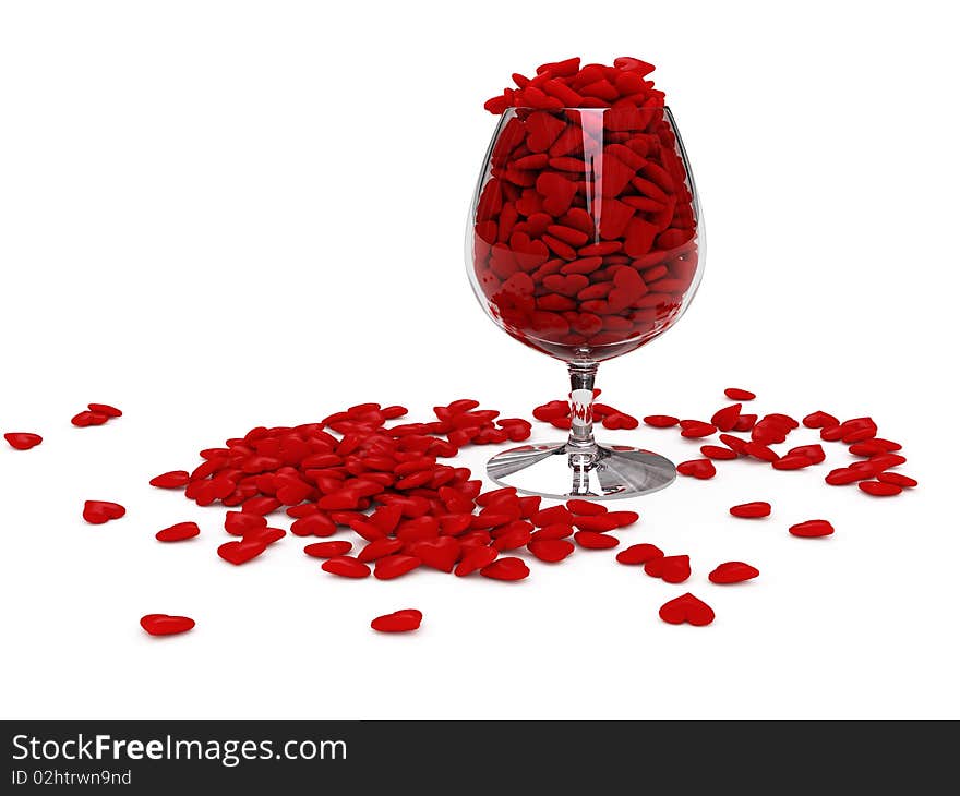 Hearts in wineglass