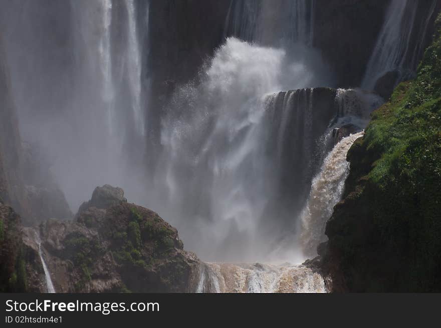 Close-up of the Ouzoud Waterfall in Morocco. Close-up of the Ouzoud Waterfall in Morocco