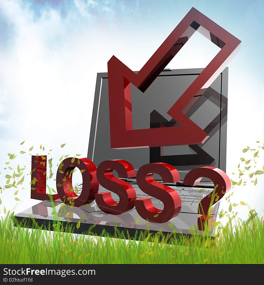 Online trading loss symbol 3d illustration