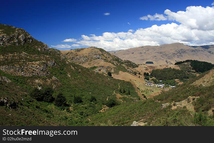 A small town among hills