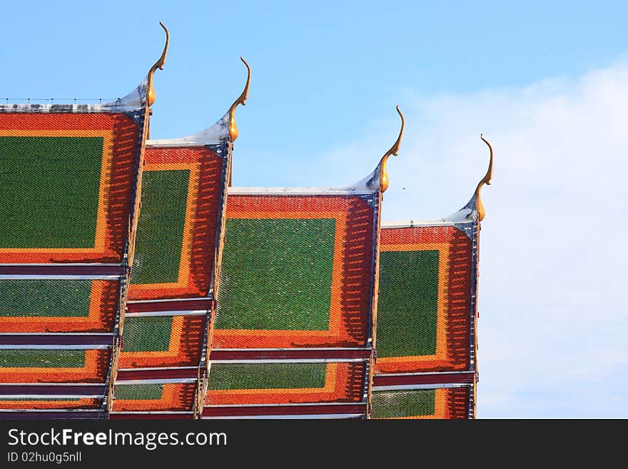 Traditional Thai style on temple s roof