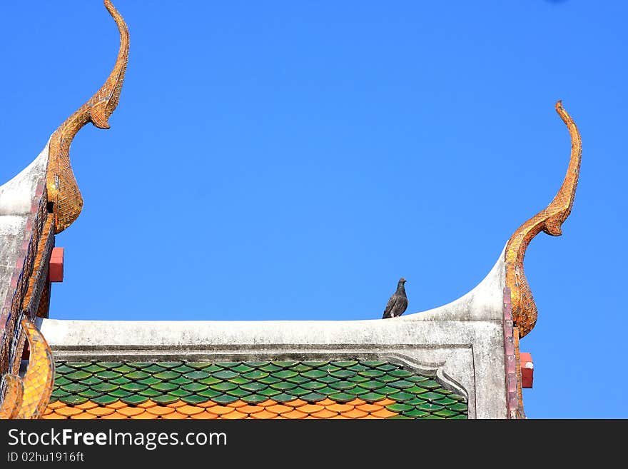 Traditional Thai style on temple s roof