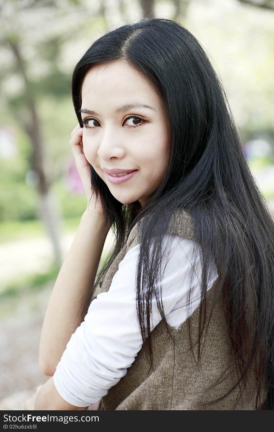 Beautiful smiling girl in spring.