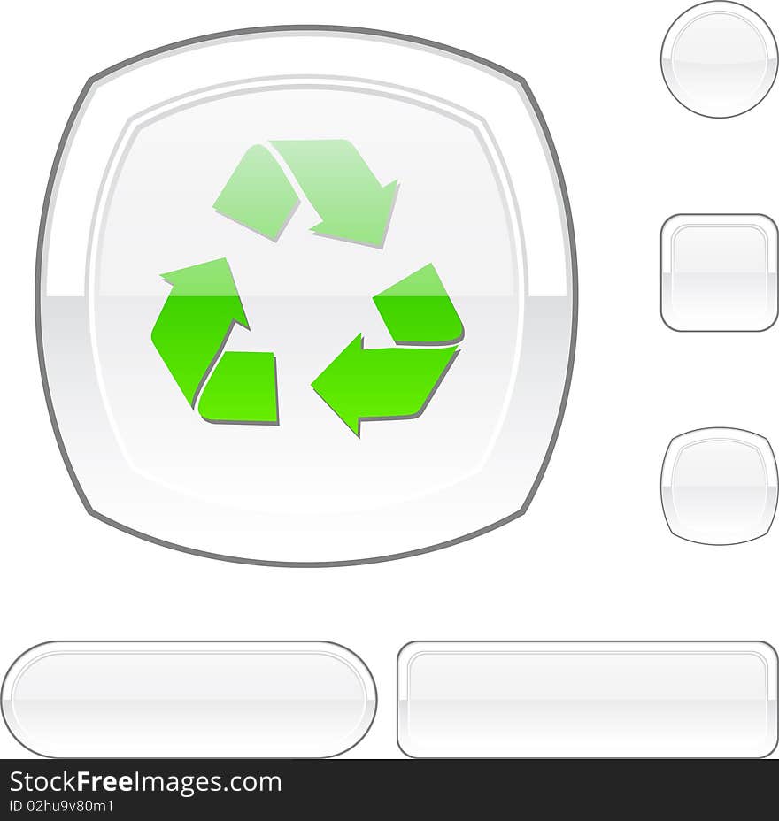 Recycle white buttons. Set of illustration. Recycle white buttons. Set of illustration.