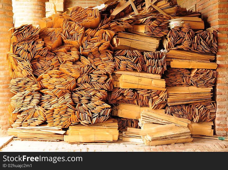 Abstract wood composition with planks