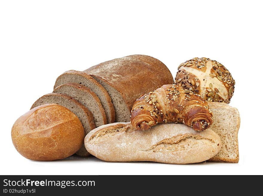 Group of healty baked goods isolated on white Background. Group of healty baked goods isolated on white Background