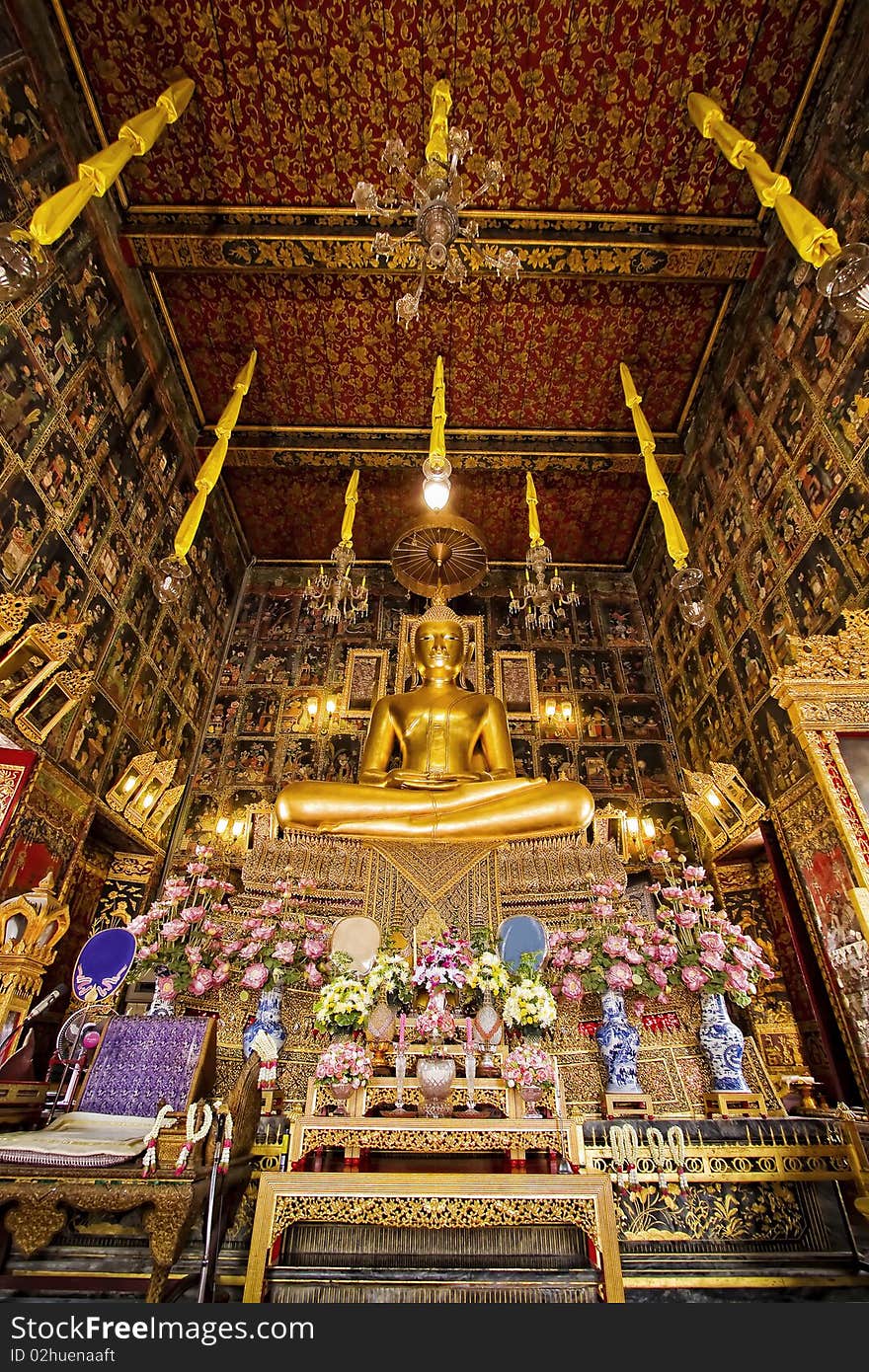 Golden Buddha in the temple.