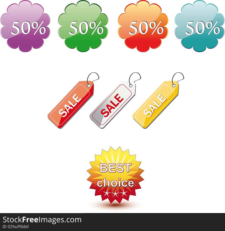 Set of colorful sale stickers and labels. Set of colorful sale stickers and labels