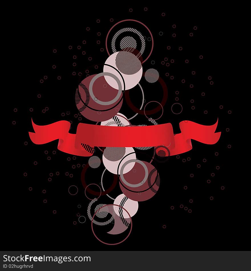 Stylish banner with a red tape. Vector illustration