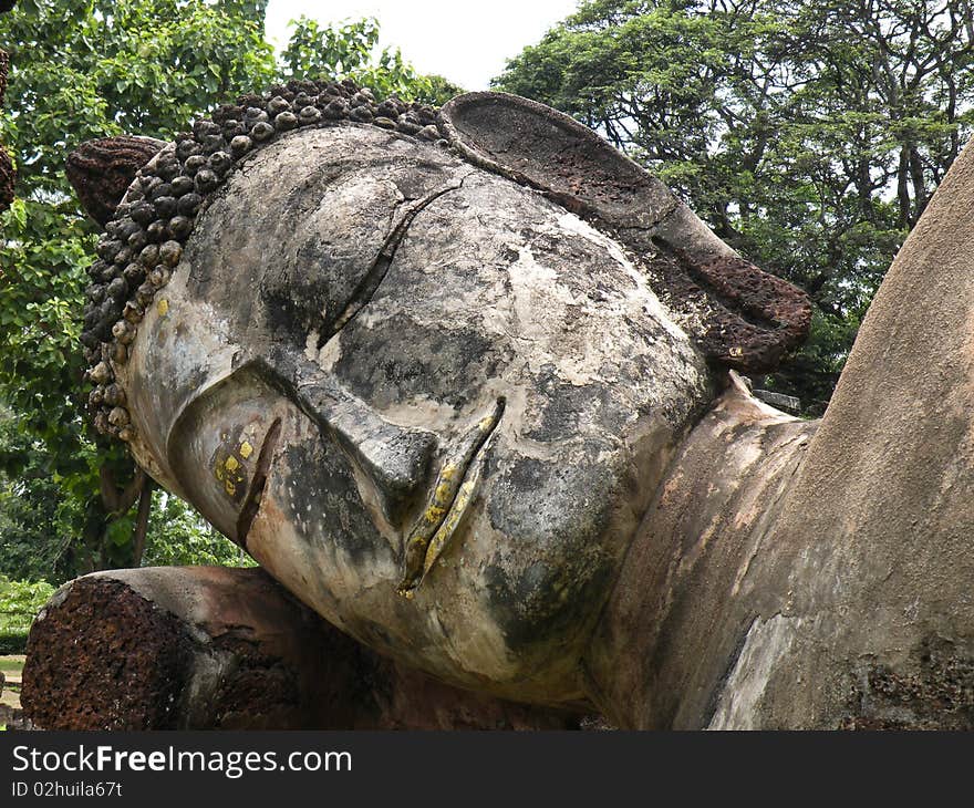 Peace, happiness and serenity - face of buddha in thailand