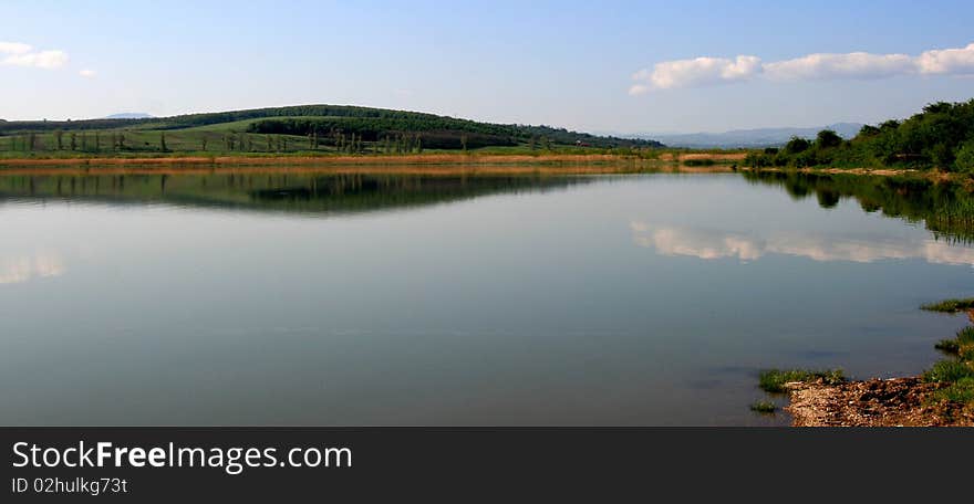 Lake and field