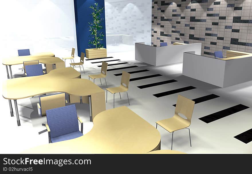 Abstract 3D rendering of modern office interior