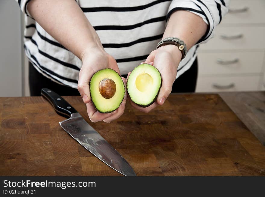 Avocado in two halves