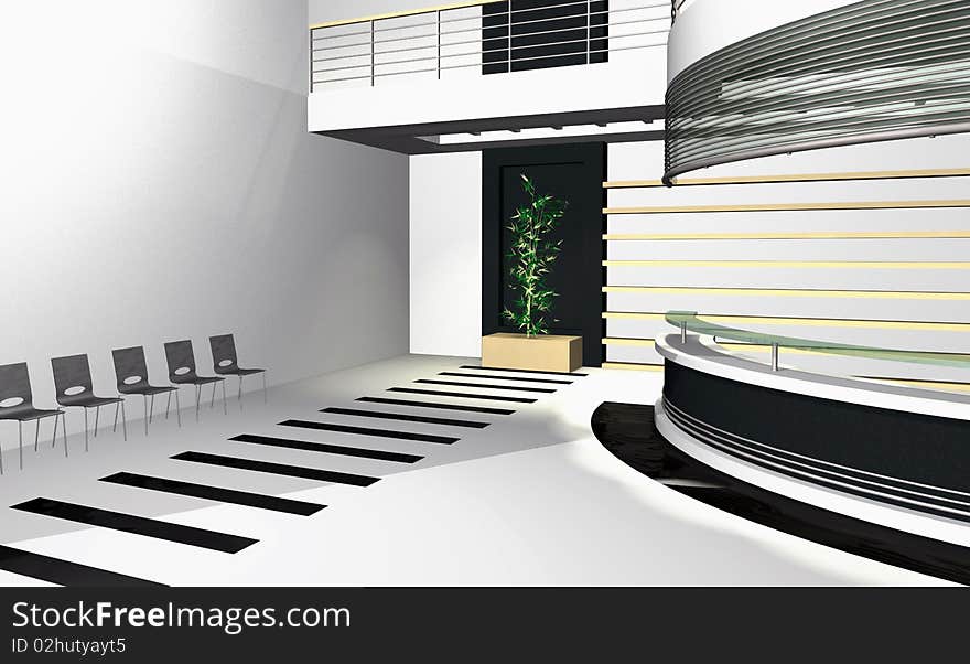 Abstract 3D rendering of modern office interior