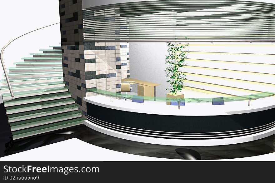 Abstract 3D rendering of modern office interior