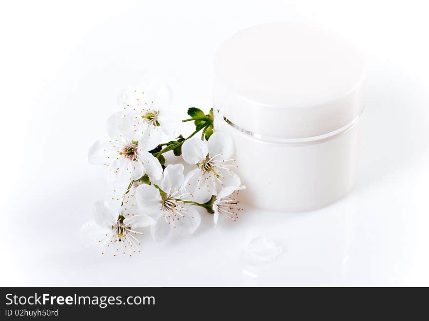 Moisturizing cream for the face in the studio on a white background. Moisturizing cream for the face in the studio on a white background.