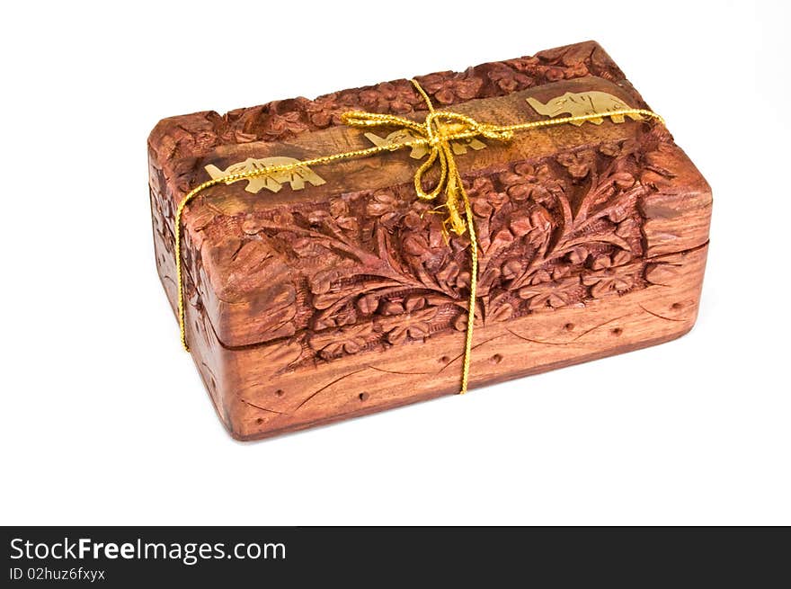 Wooden box on a white background