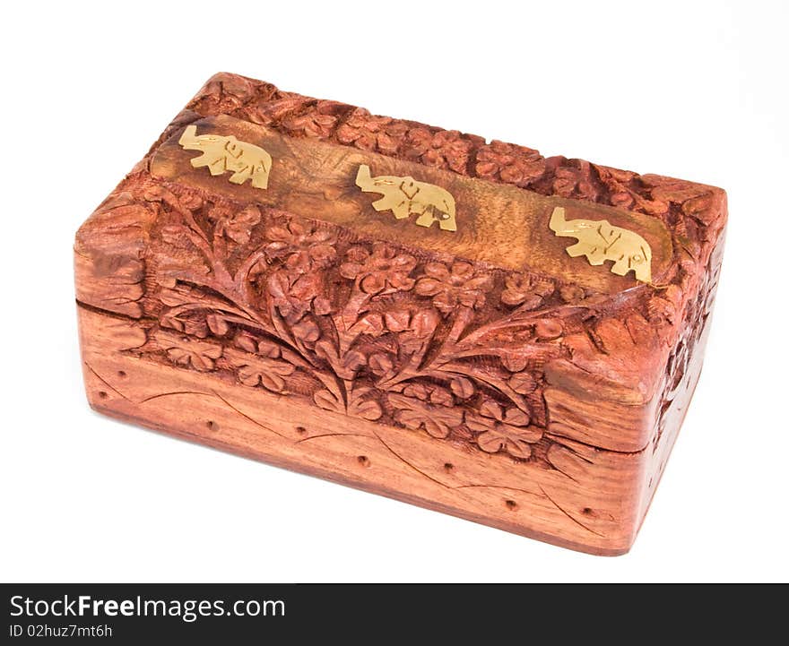 Wooden box on a white background