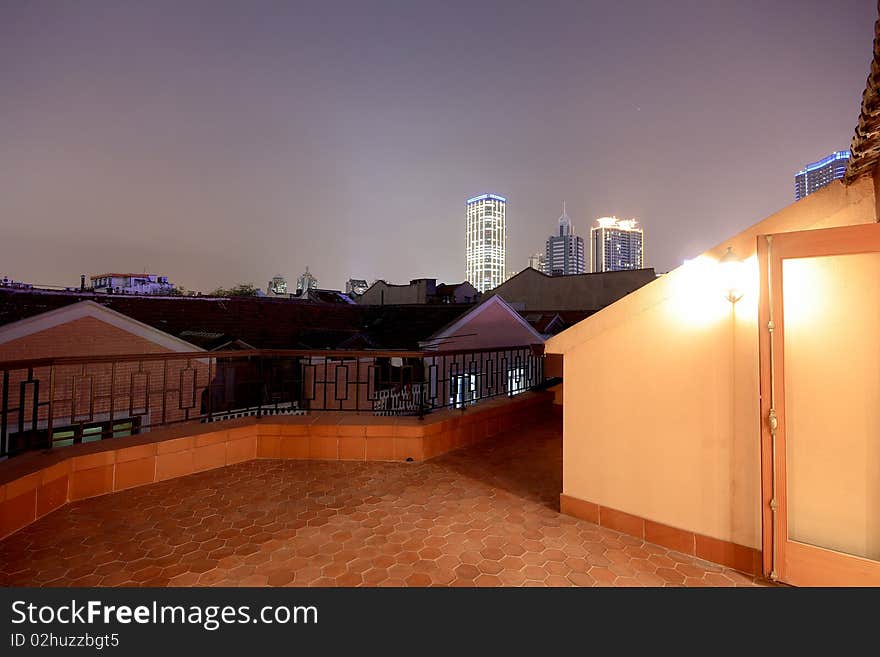 Terrace of an old lane house in Shanghai