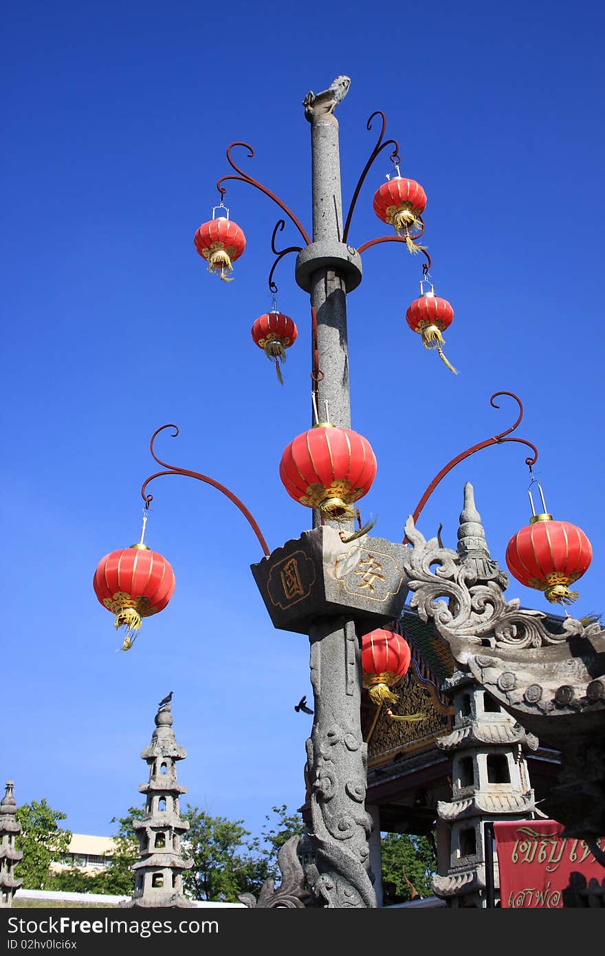 Chinese Lamp, red, chinese traditional, golden, light. Chinese Lamp, red, chinese traditional, golden, light