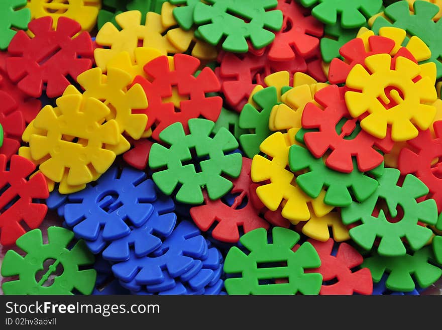 Plastic wheel toys in bright colors