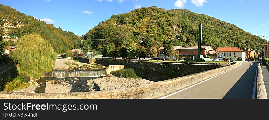 Panoramic view on hills and road.