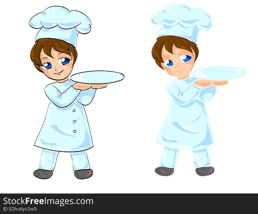 Cute little cook with a plate