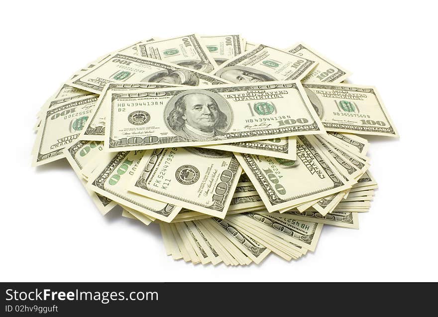 Pack of dollars isolated  on white background. Pack of dollars isolated  on white background