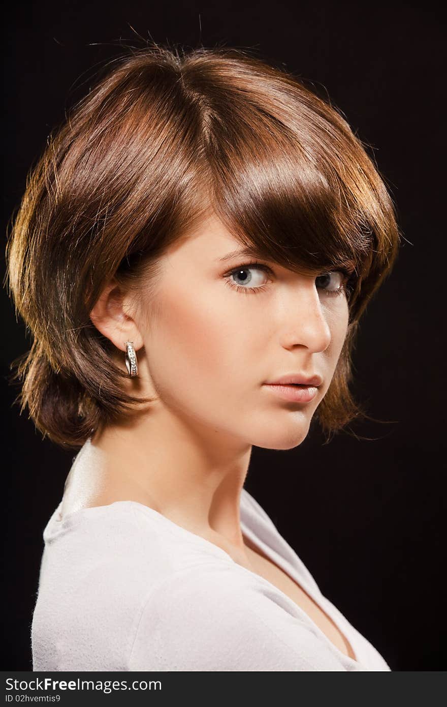 Young pretty girl with dark hair portrait