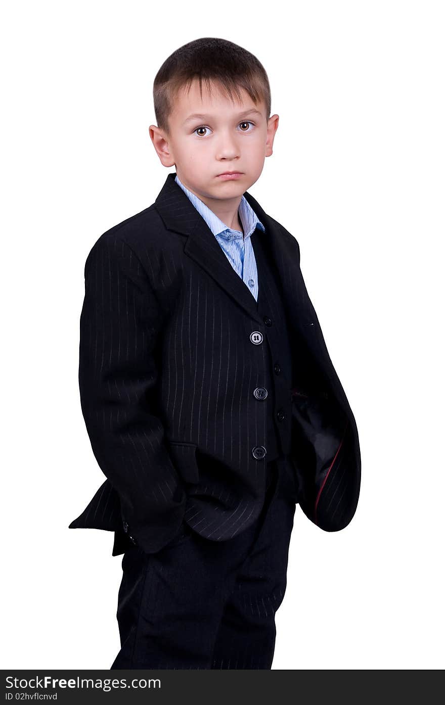 Young boy in business wear isolated