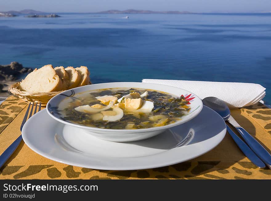 Vegetable Soup With Eggs Of The Sea