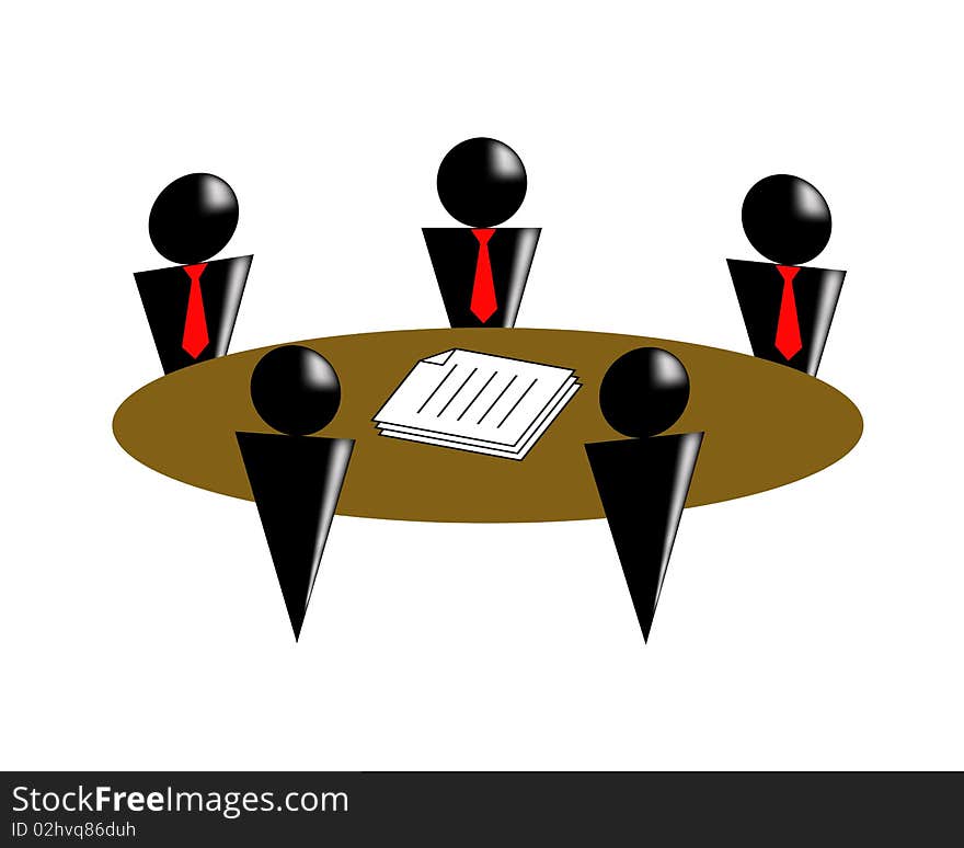 The silhouettes of the people sit around of a round table. The silhouettes of the people sit around of a round table