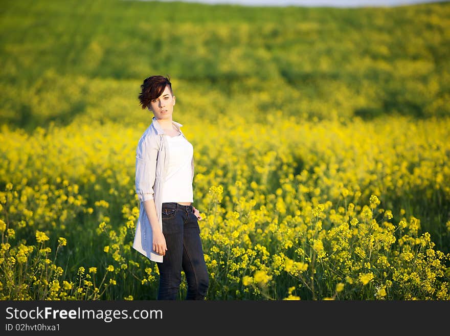 Girl On Yellow Field