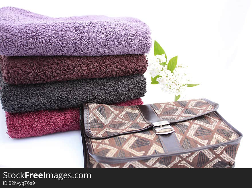 Towels and toiletry kit for men